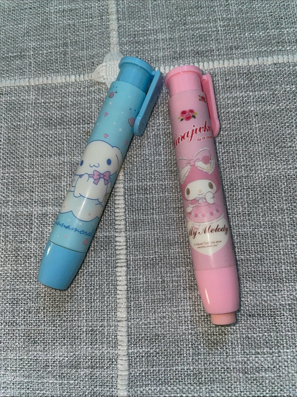 My Melody & Cinnamoroll Pink and Blue erasers